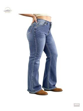 Plus Size Bootcut Jeans High Waisted Stretchy Flare Bell Bottom Wide Leg